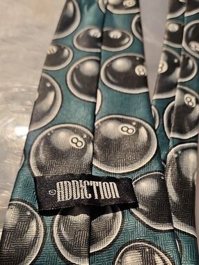 Addiction Greenand Black 8-Ball Pattern Tie V45